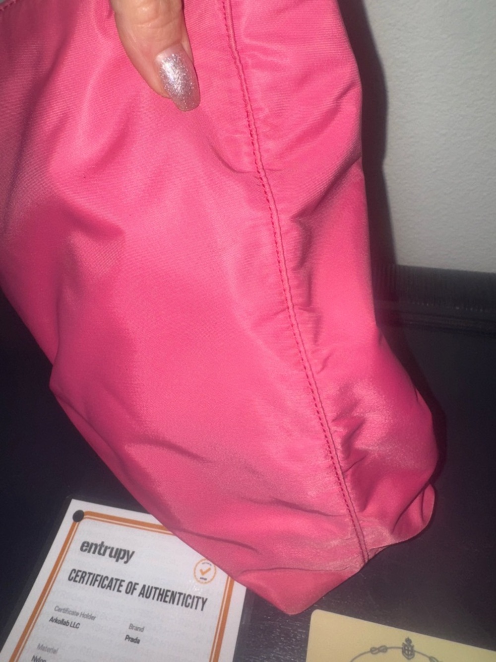 Prada Hot Pink Nylon Double-Strap Shoulder Bag with COA - Picture 10 of 15